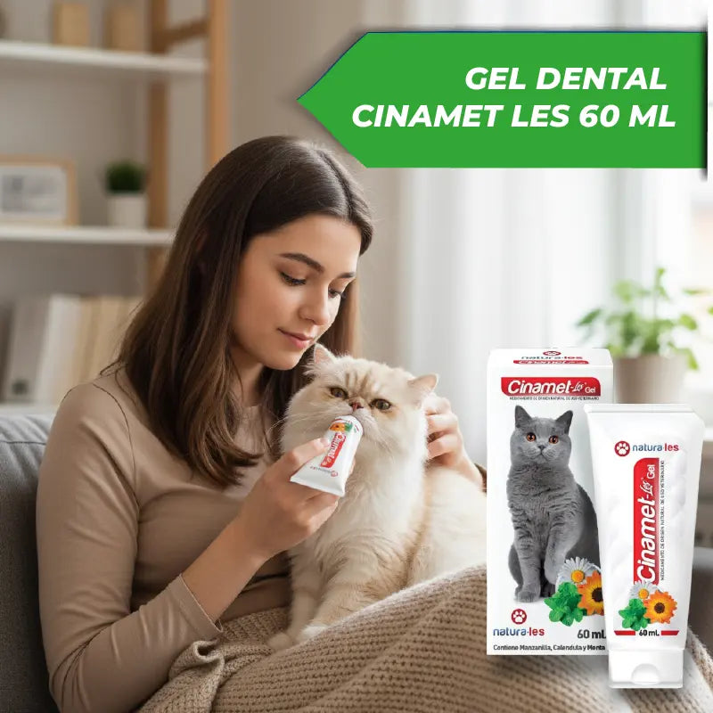 Gel Dental Cinamet Les 60 ml | Cuidado dental natural que transforma la salud de tu gato 🐱