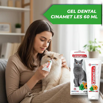 Gel Dental Cinamet Les 60 ml | Cuidado dental natural que transforma la salud de tu gato 🐱